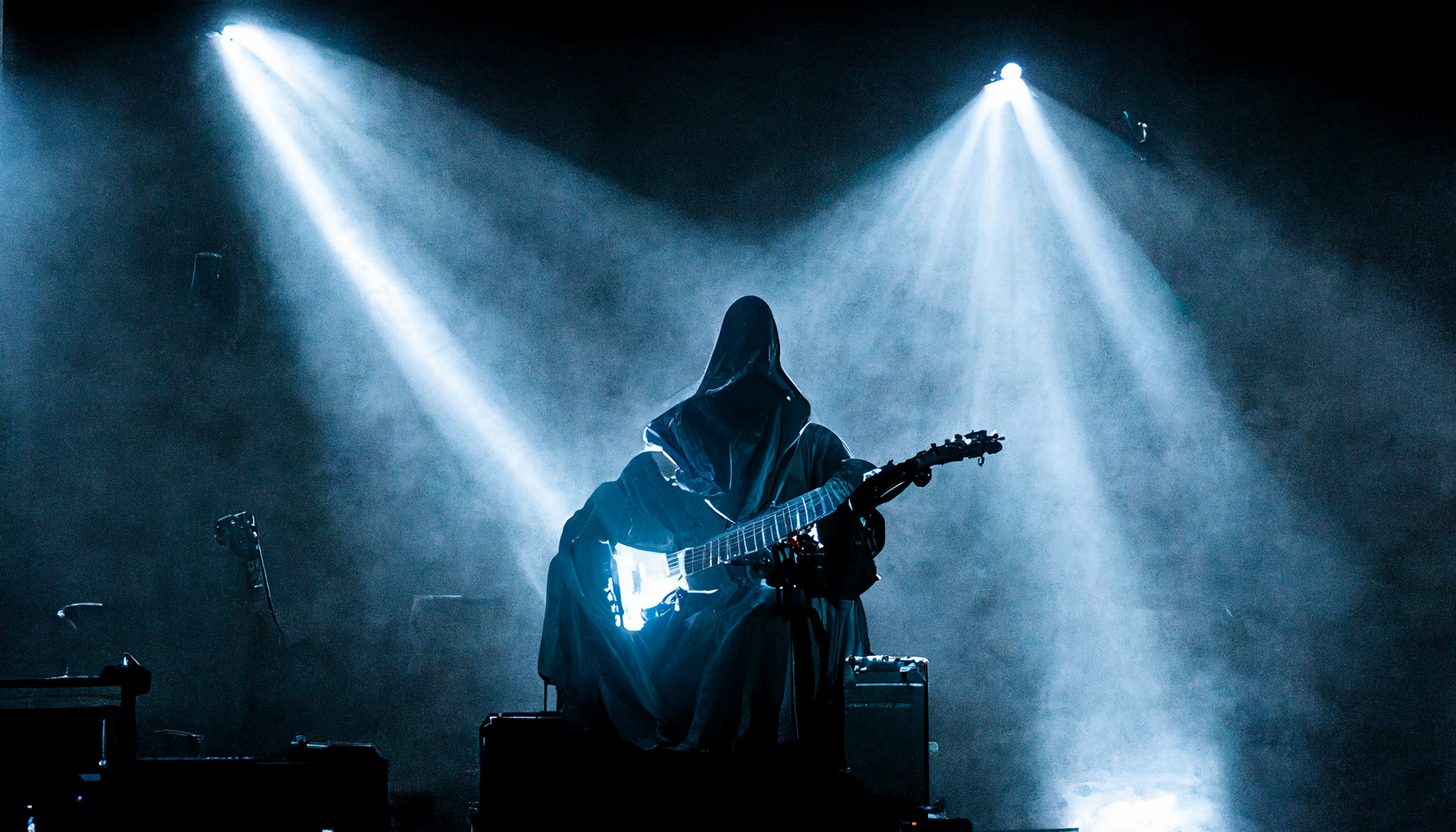 Monk on stage with musical expression